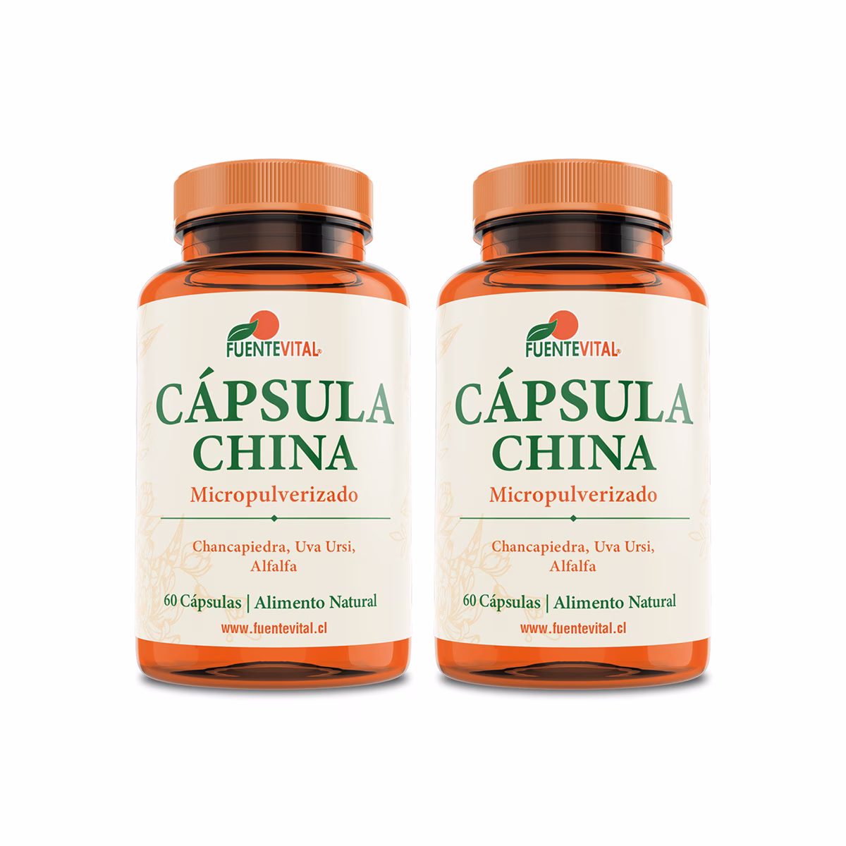 cápsula china fuente vital 60 cápsulas chancapiedra uva ursi alfalfa chile pack 2