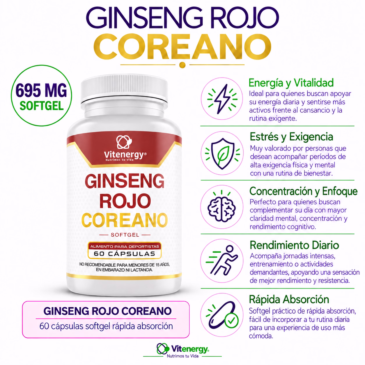 GINSENG ROJO COREANO SOFTGEL - Imagen 2