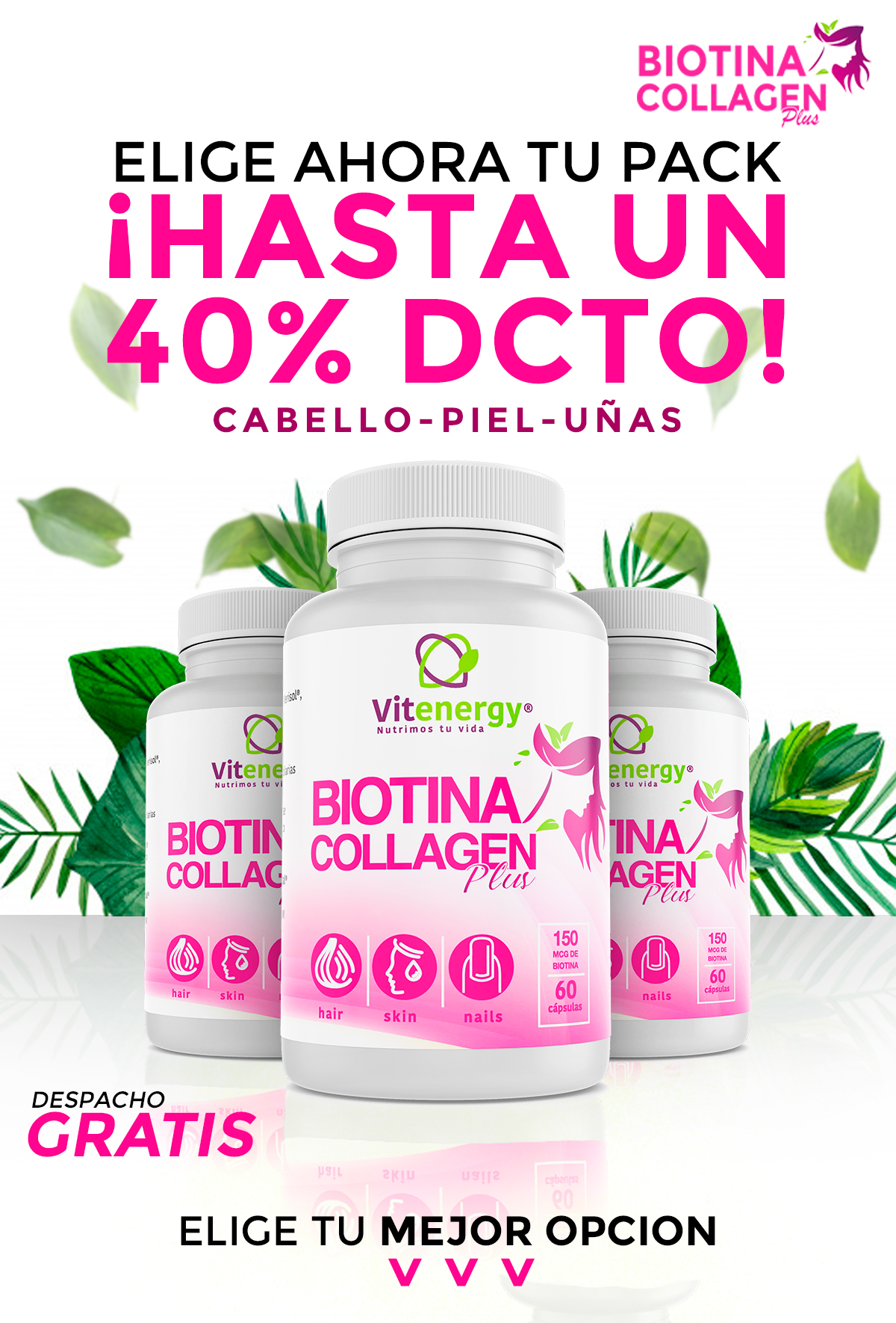 cabello mas largo piel y uñas vitaminas vitenergy