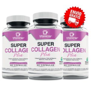Super Collagen Plus Vitenergy pack x3 con colágeno hidrolizado, zinc, magnesio y vitamina E.