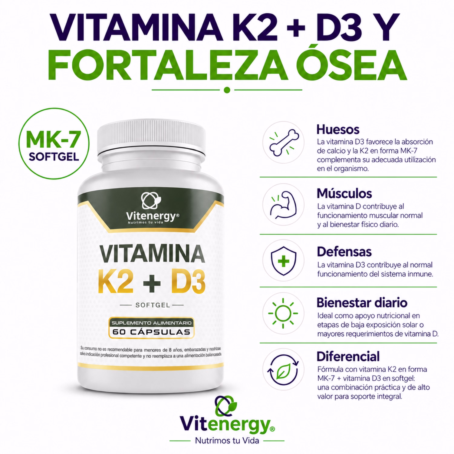 VITAMINAS K2 + D3 PACK x3 - Imagen 2