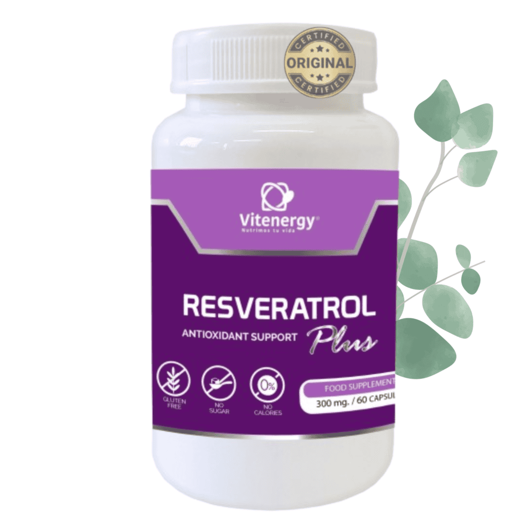 Resveratrol 100% puro en cápsulas, potente antioxidante para la salud del corazón, piel y envejecimiento celular. Compra con envío gratis en Chile.