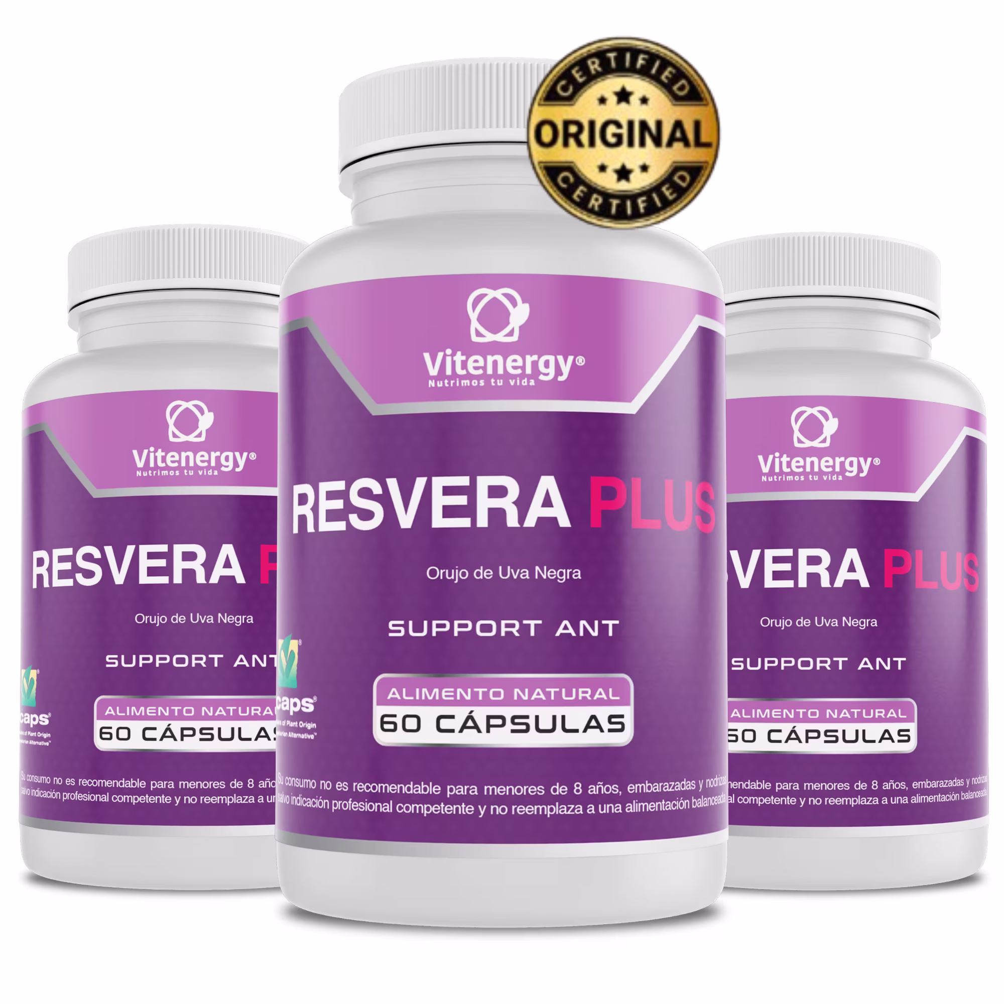 Resveratrol Vitenergy 500 mg pack x3 tratamiento 6 meses ahorro Chile
